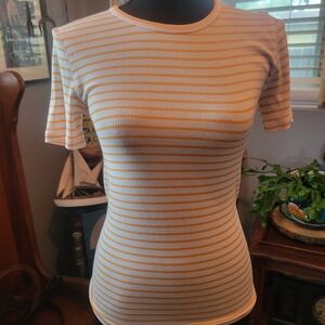 Copper Key Short Sleeve Tee in Orange and White Stripes